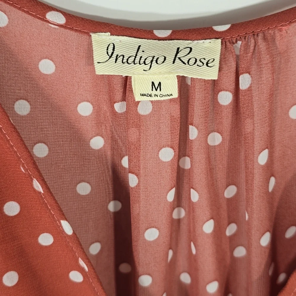 {Indigo Rose} Polka Dot Pleated Dress - Size MEDIUM - Picture 14 of 16